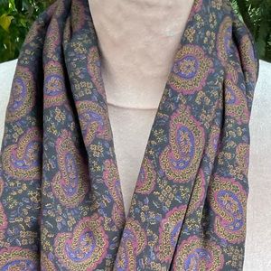 Nick & Nora reversible oblong wool paisley black brown purple winter 14” x  56”